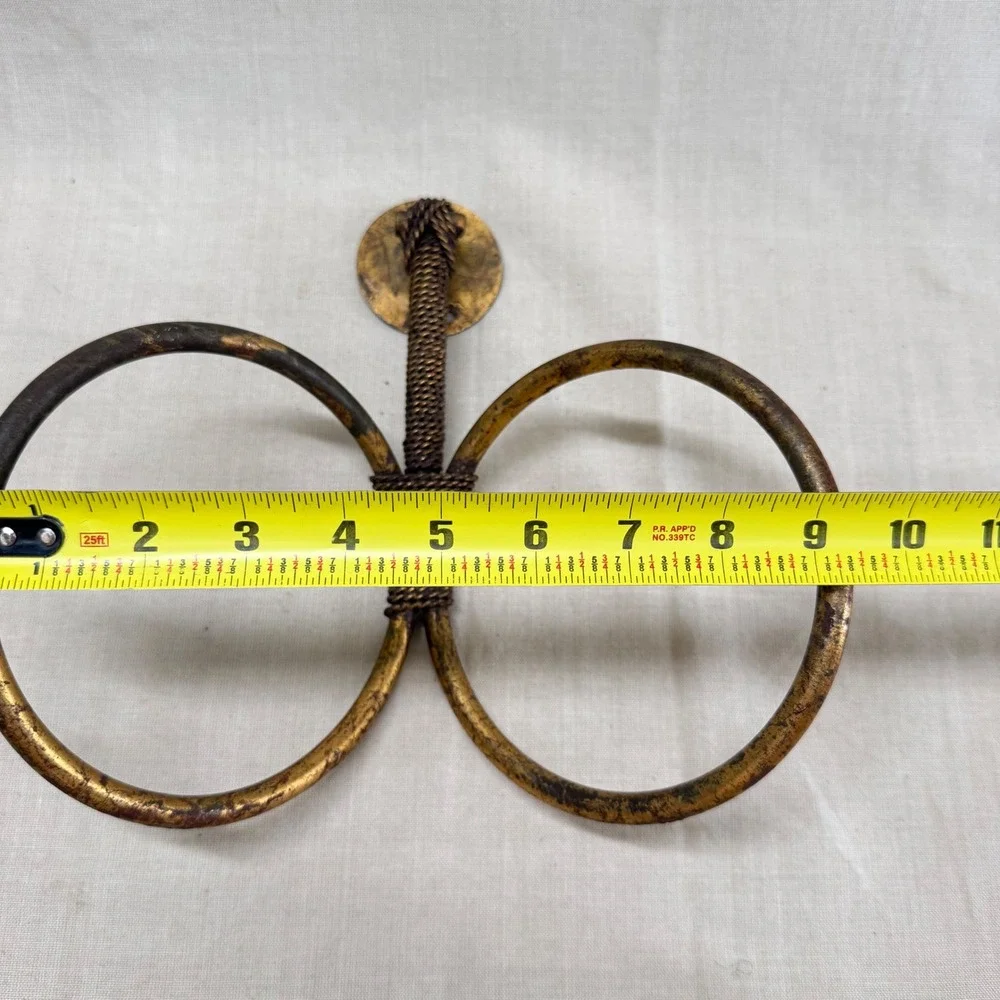 Vintage Brass Double Towel Ring Wall Holder Anthropologie Style Bathroom Decor